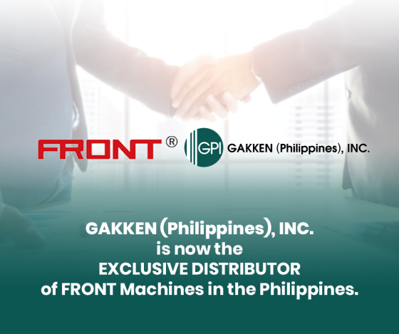 ANNOUNCEMENT: GAKKEN (Philippines), INC. Is Now The Exclusive Distributor Of FRONT Machines In The Philippines!